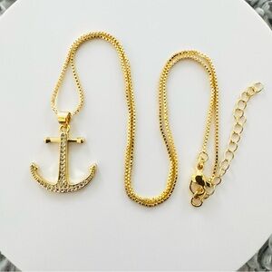 18K Gold Plated Anchor pendant with 18” necklace. New